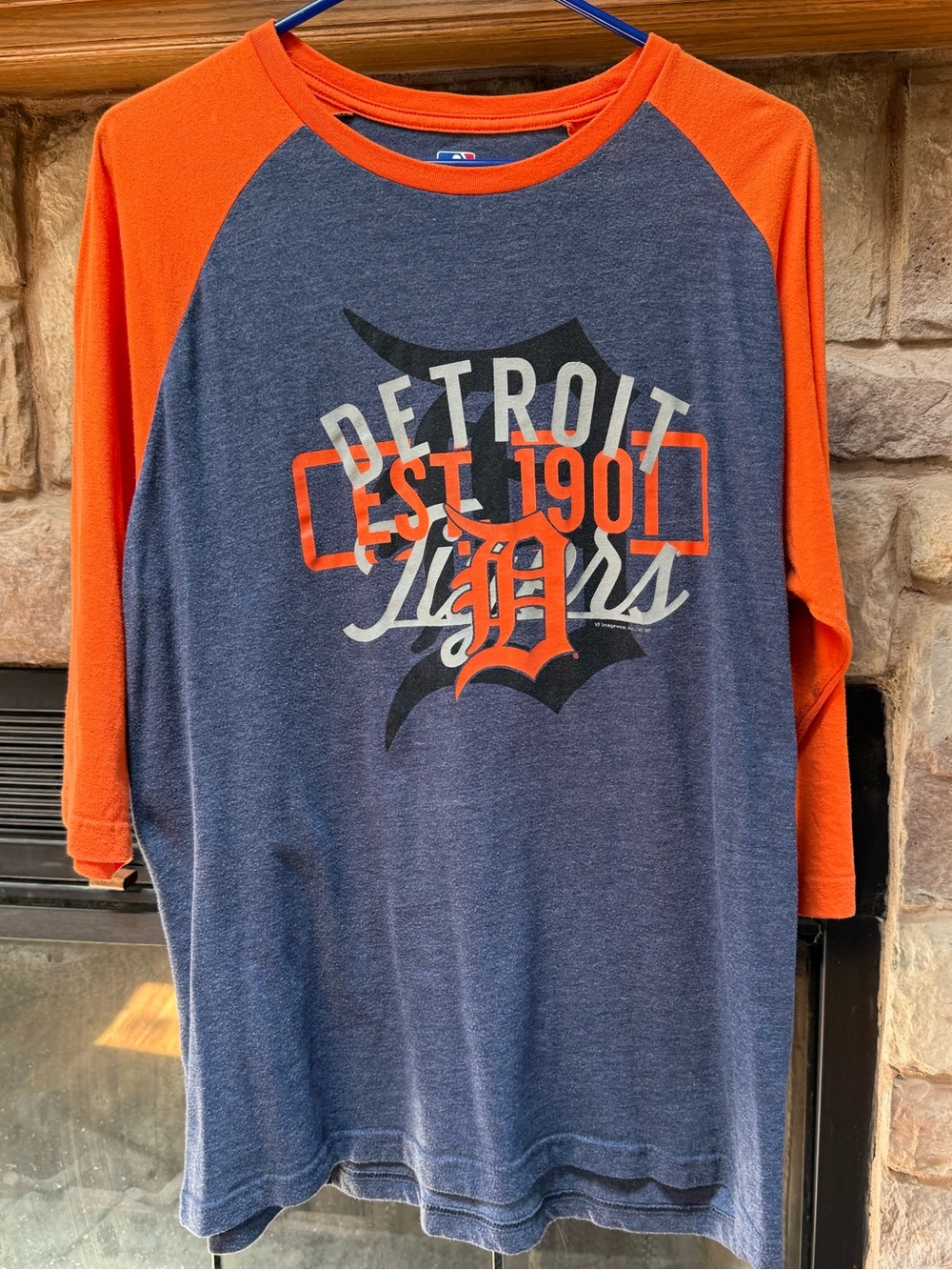 Men’s Detroit Tigers Genuine Merchandise Navy Tee with Bright Orange Trim